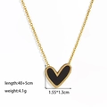 Detail view of heart pendant necklace with 40+5cm length and 4.1g weight dimensions - [XKN0214] Black Shell Heart Necklace Gold