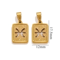 Goldener PISCES Sternzeichen-Anhänger aus 18K Edelstahl, Rechteck-Design 17,5x12mm - Fische