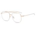 Rose gold polygonal metal double bridge anti-blue light glasses with transparent lenses - Gold Frame