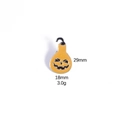 Detailed macro view of orange pumpkin enamel brooch with 29mm height and 18mm width dimensions - M175#14 Pumpkin with Hook