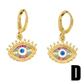 Vintage gold evil eye drop earrings with pink and blue enamel inlay for women - Evil Eye Multicolor Inlaid Style (D)