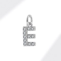 Exquisite silver-colored letter E pendant with micro-paved sparkling cubic zirconia - White Gold (Letter E)