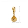 Detailed size parameter guide for gold teardrop natural stone stainless steel pendant - Gold Square Brown Natural Stone