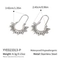 Macro view of waterproof stainless steel sun spike earrings with U-shaped hoop closure - Yye023313-p