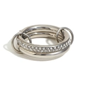 Anello classico a doppio strato in acciaio inossidabile placcato oro 18K con zirconi - US 6 / Color Acciaio