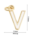 Golden letter V pendant with white enamel inlay for DIY necklaces and bracelets - Letter V