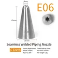 304 stainless steel E06 icing nozzle with dimensions and 6-teeth seamless design - E06 (6-Teeth Star)