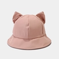 Sombrero de pescador rosa con lindas orejas de gato y protección solar para mujer en algodón - Rosa