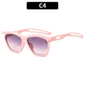 Occhiali da sole quadrati rosa per bambini con lenti viola sfumate e aste geometriche - Montatura Rosa Lenti Sfumate Grigie