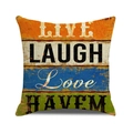 Vintage industrial wood grain pillow cover with Live Laugh Love typography print - Style 14/HAVEM / 45cmx45cm