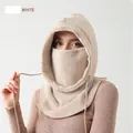 Χειμερινή κουκούλα balaclava από κρεμ fleece με ρυθμιζόμενο κορδόνι για σκι - Ένα μέγεθος / DT110-Λευκό (Upgraded Orly Fleece)