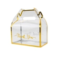 Transparent PVC gift box with gold edges and handles featuring Thank You print - Gold Edged PVC Portable Box