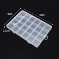 24-compartment clear PP storage box with dimensions 19x13x2.2cm and secure latch closure - 24 Compartments/19x13x2.2cm