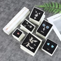 Elegant jewelry gift boxes set with gold and silver heart and crown shaped necklaces - 9x9x3cm (With Sponge) / Milky White