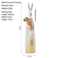 Resin rabbit couple figurine with carrot, 22cm vintage wood-look female bunny ornament - White Rabbit with Carrot (Female)