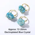 Anillos hechos a mano con alambre de oro y cristales en bruto azules galvanizados - Cristal azul galvanizado / Abierto Ajustable