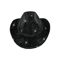 Modischer schwarzer Cowboyhut mit funkelnden Strasssteinen für Party und Show - 58cm Einheitsgröße / Schwarz Mit Strass