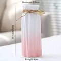 Pink gradient origami ceramic flower vase with twine detail and 21cm height dimension - Zhiqiao (Pink) 21cm