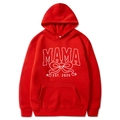Felpa con cappuccio rossa Mama Est 2025 con fiocco bianco e stampa sul petto - S / Rosso