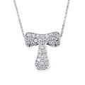 Silver cursive letter T pendant necklace with sparkling cubic zirconia micro-inlay finish - Letter T / Silver