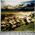 Arazzo da parete con cavalli in corsa in poliestere leggero per decorazione casa - 150x130cm / Stile 1-Cavalli al Galoppo nel Deserto