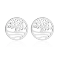 Bohemian silver Tree of Life stud earrings in polished stainless steel on white background - 192-Tree of Life / Steel