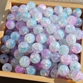 Blue and purple crackle glaze glass beads in a wooden box for DIY bracelet making - 10mm / Purple Blue