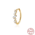 Detail of gold-plated 925 sterling silver hoop earrings with sparkling cubic zirconia - Style 4 / Gold