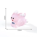 Pink transparent rabbit resin miniature with blue bowtie, size 2.8cm high and 3.5cm long - Luminous Light Pink