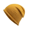 Gorro de punto de invierno amarillo jengibre con diseño elegante de borde enrollado - Talla única(54-59cm) / Amarillo