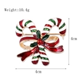 Christmas brooch with candy cane design and red bow in gold-tone enamel finish - xz4581 Christmas Candy Cane