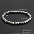 6mm silver stainless steel beaded bracelet with 32 triple-plated elastic metal beads - 6mm/32 Beads / Silver