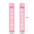 Set of two pink Easter porch banners with Hello Spring and Happy Easter signs - Pink HAPPY EASTER Porch Banner Set (ED04)