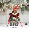Bolsa de regalo navideña de zorro tejido con cordón y medidas de 27 cm de altura - Estilo de Zorro de Color Mixto