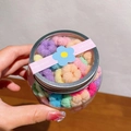 Colorful elastic cotton hair ties for girls in a clear storage jar with silver lid - Jar / 1# Popcorn (Colorful Plush)