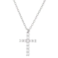 Exquisite Silberkette mit Kreuzanhänger, besetzt mit funkelnden Zirkonia-Steinen - Vollbesetztes Strasskreuz (5014) / Weiß K Gold (5014)