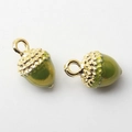 Charming golden and olive green acorn alloy charms for DIY jewelry making and earrings - 14# Yellow Nut/Acorn