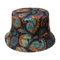 Klassieke vissershoed met etnische paisley-print in felle kleuren op een zwarte canvas - M(56-58cm) / Zwart Paisley (A)