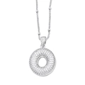Silver alphabet necklace with sparkling zircon round pendant on a fine link chain - Letter O / Silver