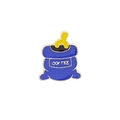 Vintage style blue and yellow coffee bag enamel pin with golden metal outline - Blue Pocket Style (C1562-5)