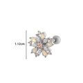Silver flower stud earring with white opal petals and a pink star zircon center - 8# Flower Style / Silver