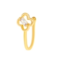 Golden clover non-pierced nose ring with rectangular zircon and u-shaped design - KC Gold 8876