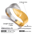 Detailed view of bicolor spring bracelet with 19cm length and 49.6g weight specs - Two-tone Fluid Style (JDB0107031-PS)