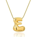 Polished 18k gold plated bubble letter E pendant necklace with a 3D puffed design - Letter E