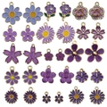 Sortierte lila Emaille-Blumenanhänger aus vergoldeter Legierung für DIY-Schmuck - Lila Emaille Blume Gemischt (SN742)