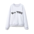 Sudadera clásica gris jaspeado con bordado negro de New York estilo universitario - S / Gris claro