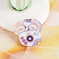 Cute cartoon rabbit acrylic pin badge in pink cup design for bags and apparel - 10 Two Bears