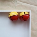 Dual-color red and yellow 4cm metal bells with star cutouts in a gift box - Yellow Red