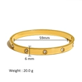 Vista dettagliata del bracciale in acciaio dorato con larghezza 6 mm e diametro 59 mm - Oro (HF-B5108-G)