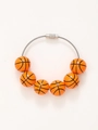 Detail of basketball bead bracelet with orange texture and silver braided wire closure - Basketball - Metal Wire Style